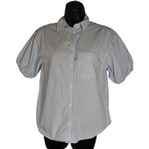 J.Crew Women's Blue & White Striped Button-Up Shirt Size 0